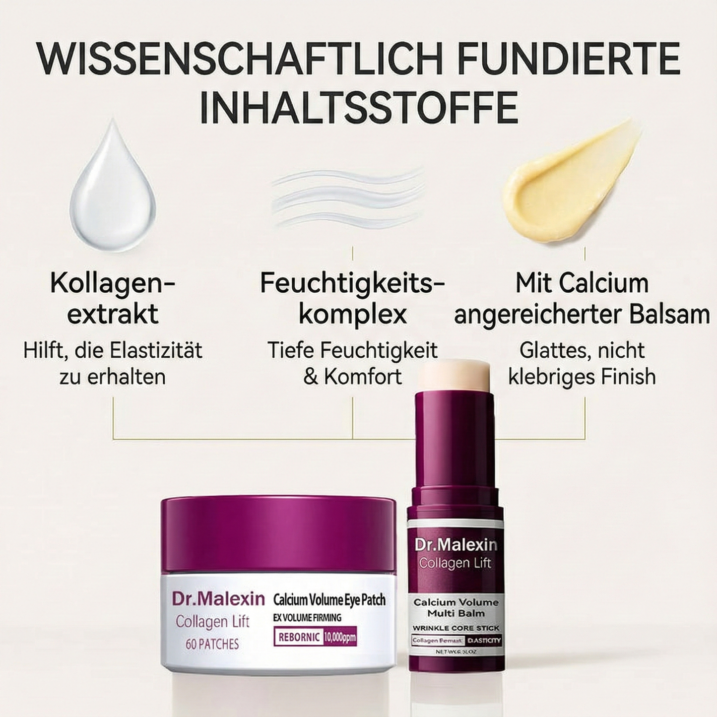 ✅[Dr.Malexin Offiziell]👩‍⚕️Calcium Volume Multi Balm + Eye Patch 60 Stück – Koreanische Hautpflegekosmetik