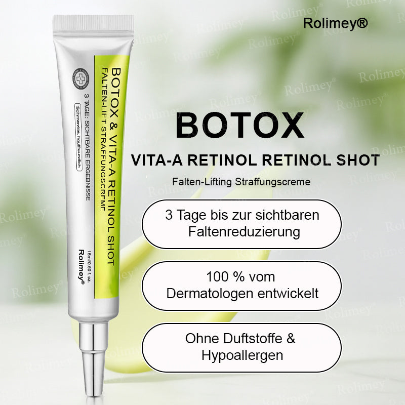 🛡️Jetzt jugendliche Haut zurückgewinnen Rolimey® Botox & Vita-A Retinol Shot Falten-Lift Straffungscreme