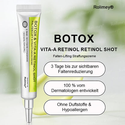🛡️Jetzt jugendliche Haut zurückgewinnen Rolimey® Botox & Vita-A Retinol Shot Falten-Lift Straffungscreme