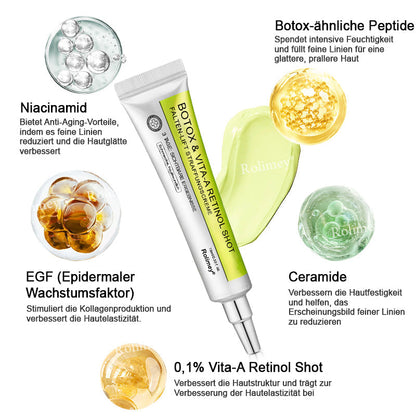 🛡️Jetzt jugendliche Haut zurückgewinnen Rolimey® Botox & Vita-A Retinol Shot Falten-Lift Straffungscreme