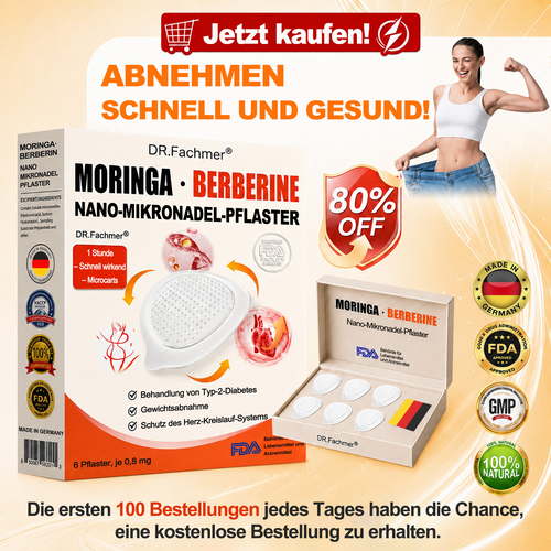 🇩🇪Offizieller Shop | 💎 GFOUK® Moringa Berberinex NAD+ 10-in-1 Nano-Mikronadel-Patch (Nur einmal täglich, sichtbare Veränderungen in 7 Tagen) ✅ Für Übergewicht, lockere Haut, Diabetes, Schlafapnoe, Gelenkprobleme und mehr