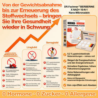 🇩🇪Offizieller Shop | 💎 GFOUK® Moringa Berberinex NAD+ 10-in-1 Nano-Mikronadel-Patch (Nur einmal täglich, sichtbare Veränderungen in 7 Tagen) ✅ Für Übergewicht, lockere Haut, Diabetes, Schlafapnoe, Gelenkprobleme und mehr