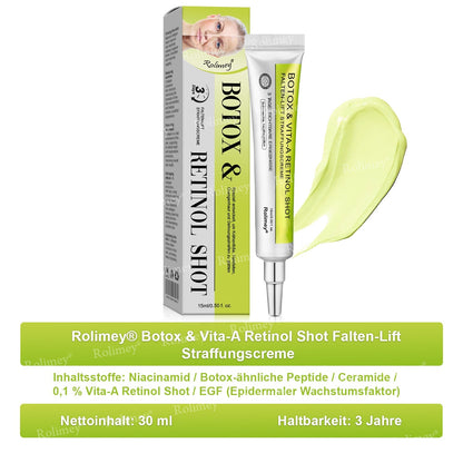 🛡️Jetzt jugendliche Haut zurückgewinnen Rolimey® Botox & Vita-A Retinol Shot Falten-Lift Straffungscreme