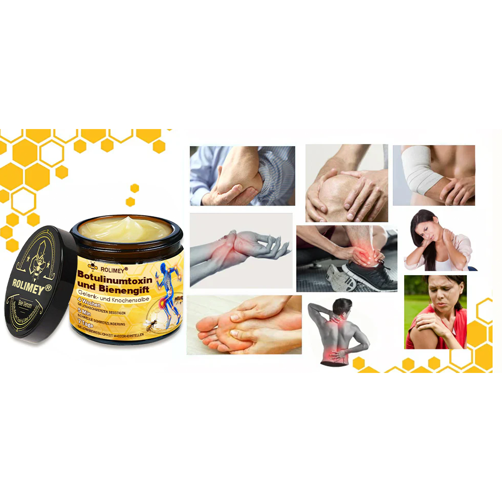 🥰 Offizieller Shop: Rolimey® Bienengift-Schmerzlinderungs Knochenheilungs Creme 👨‍⚕️(Reduzierung von Gelenkschwellungen, Schmerzen, Steifheit, Rötungen, Wärme, Muskelkater und Gelenkmüdigkeit)