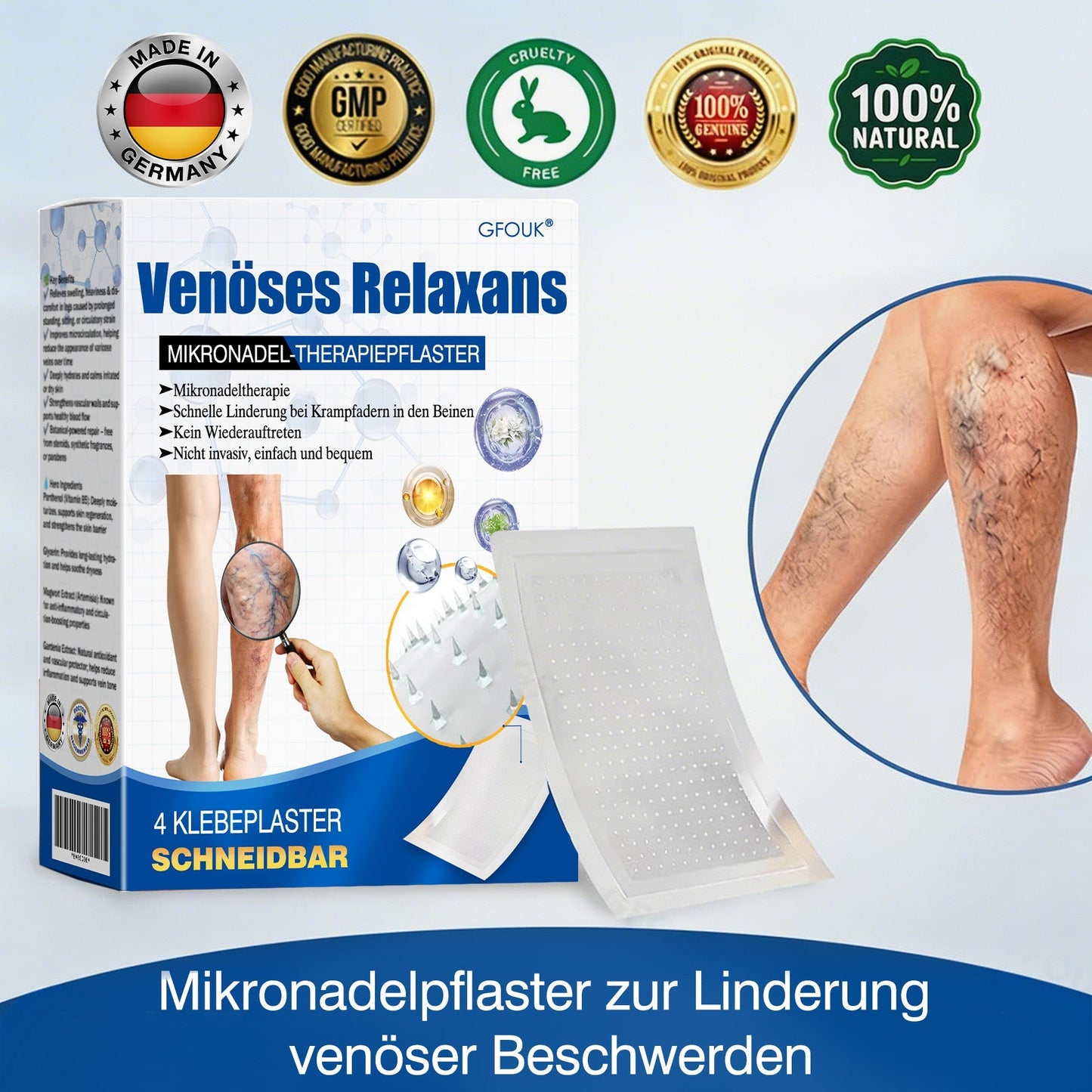 🇩🇪 🥰GFOUK® VeinTarget Mikronadel-Pflaster ⚡ Sofortige Linderung, Langfristige Ergebnisse