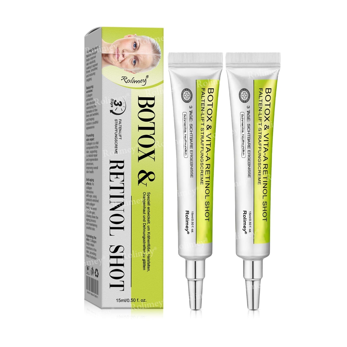 🛡️Jetzt jugendliche Haut zurückgewinnen Rolimey® Botox & Vita-A Retinol Shot Falten-Lift Straffungscreme